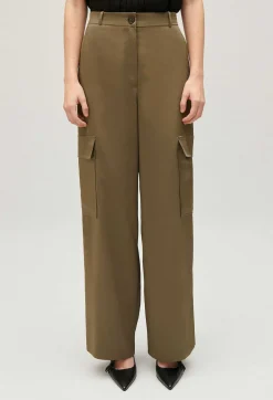 Claudie Pierlot Khaki Satin-Effect Floaty Cargo Trousers*Women Jeans And Trousers