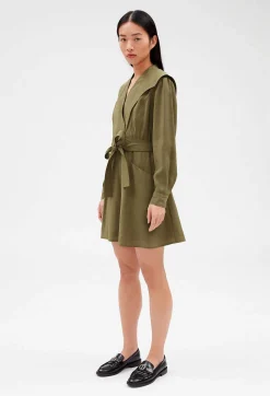 Claudie Pierlot Khaki Tie-Belt Dress*Women Dresses