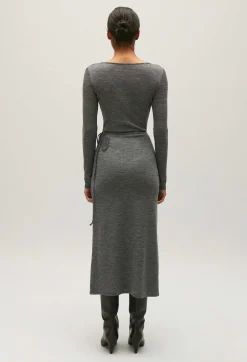 Claudie Pierlot Light Grey Wool Jersey Midi Dress*Women Dresses