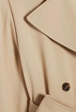 Claudie Pierlot Long Beige Cotton Trench Coat*Women Jackets And Coats