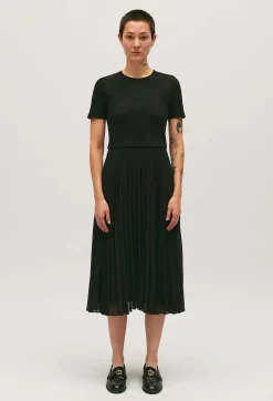 Claudie Pierlot Long Dual-Fabric Twist Dress*Women Dresses