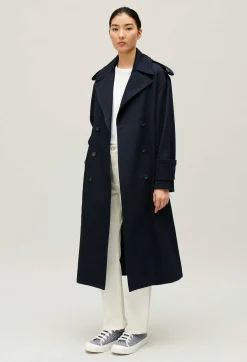 Claudie Pierlot Long Navy Trench Coat*Women Jackets And Coats