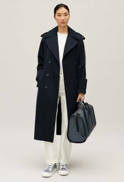 Claudie Pierlot Long Navy Trench Coat*Women Jackets And Coats