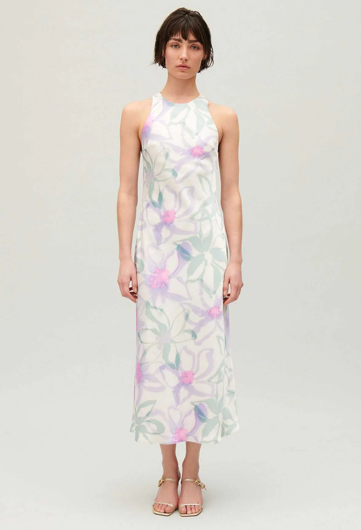 Claudie Pierlot Long Printed Satin-Effect Dress*Women Dresses