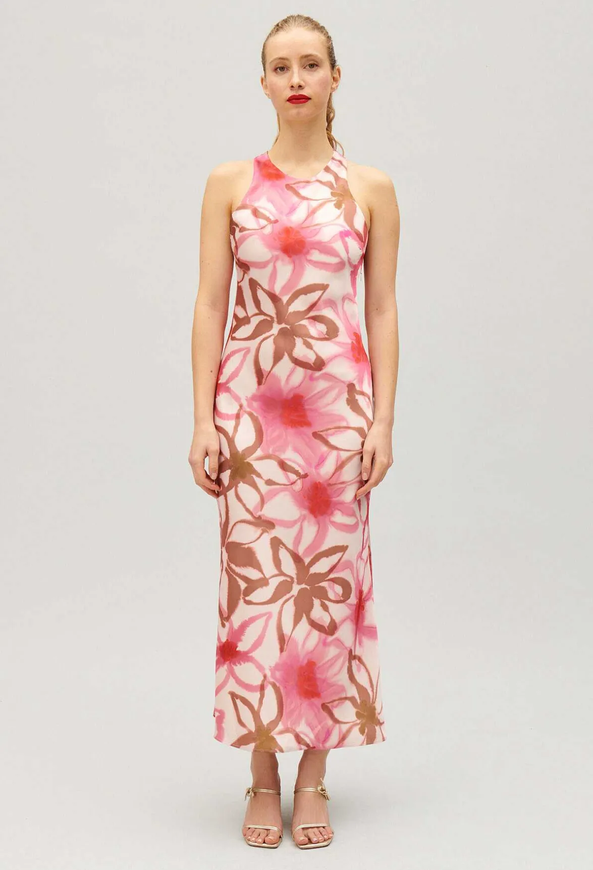 Claudie Pierlot Long Printed Satin-Effect Dress*Women Dresses