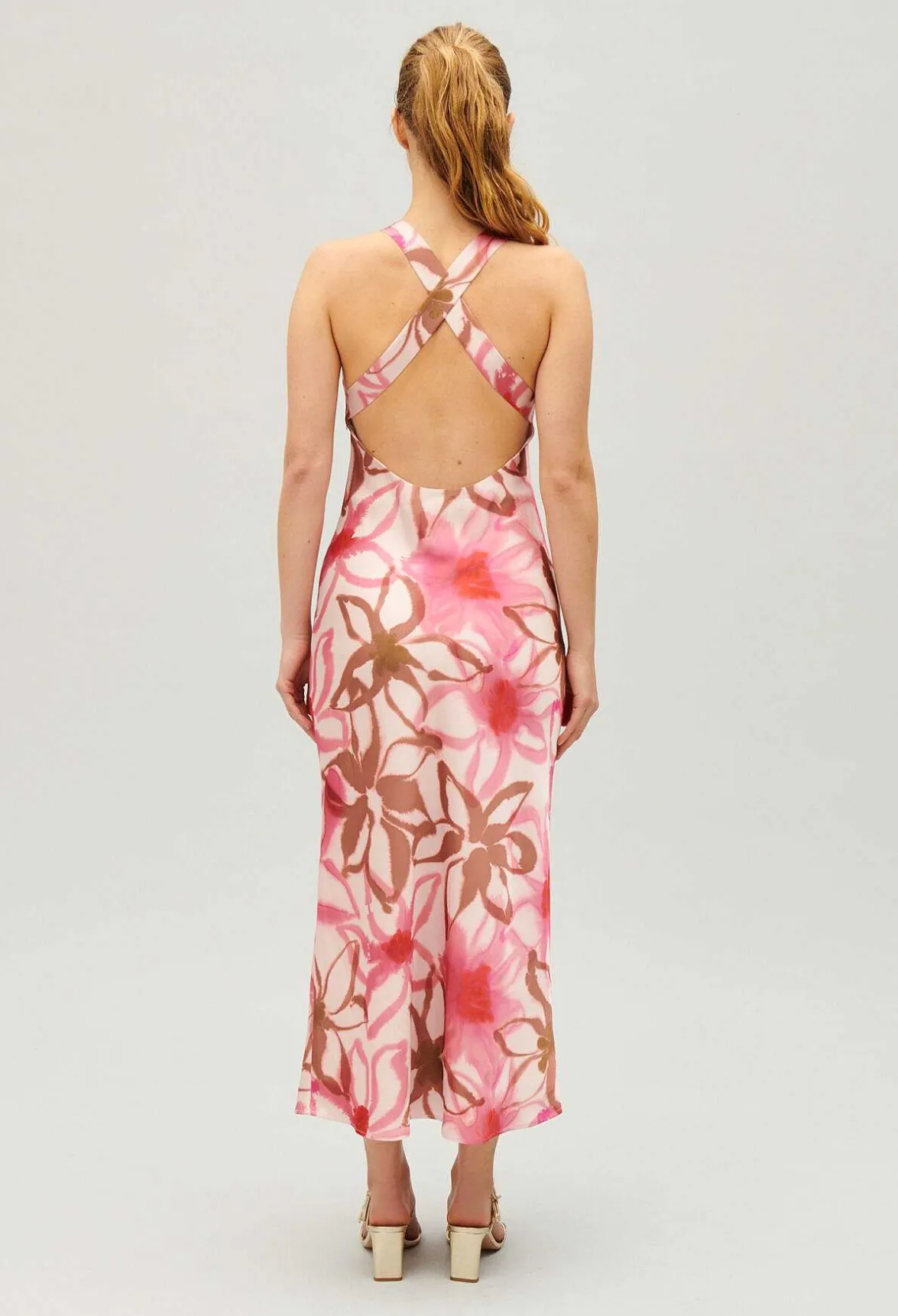 Claudie Pierlot Long Printed Satin-Effect Dress*Women Dresses