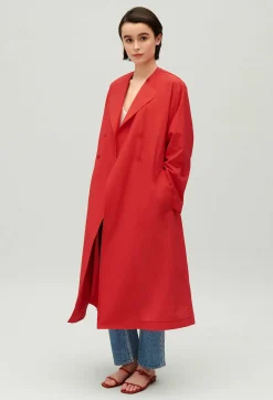 Claudie Pierlot Long Red Trench Coat*Women Jackets And Coats
