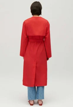 Claudie Pierlot Long Red Trench Coat*Women Jackets And Coats
