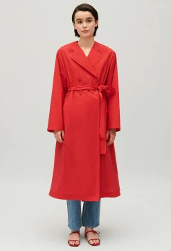 Claudie Pierlot Long Red Trench Coat*Women Jackets And Coats