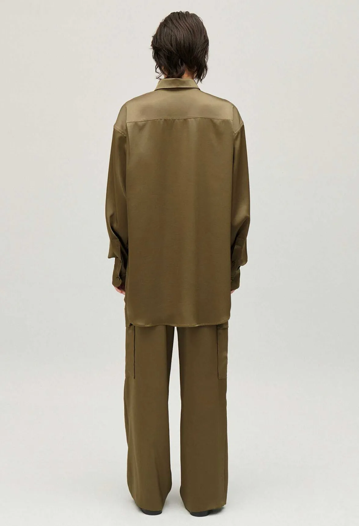 Claudie Pierlot Loose-Fit Khaki Satin-Effect Shirt*Women Tops And Shirts