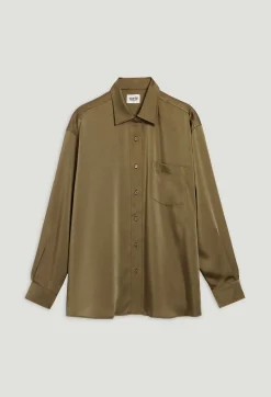 Claudie Pierlot Loose-Fit Khaki Satin-Effect Shirt*Women Tops And Shirts