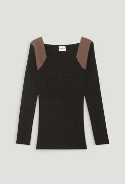 Claudie Pierlot Marled Grey Ribbed Jumper*Women Sweaters And Cardigans
