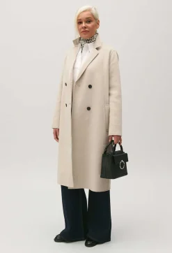 Claudie Pierlot Mid-Length Beige Wool Blend Coat*Women Jackets And Coats