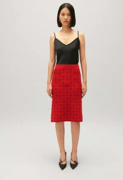 Claudie Pierlot Mid-Length Red Knit Skirt*Women Skirts And Shorts