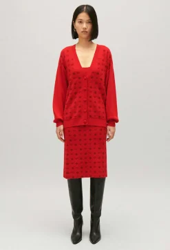 Claudie Pierlot Mid-Length Red Knit Skirt*Women Skirts And Shorts