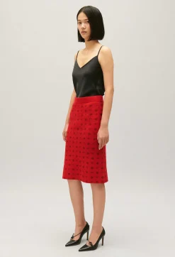Claudie Pierlot Mid-Length Red Knit Skirt*Women Skirts And Shorts