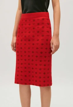 Claudie Pierlot Mid-Length Red Knit Skirt*Women Skirts And Shorts