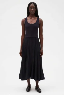 Claudie Pierlot Navy Blue Long Pleated Dress*Women Dresses