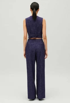 Claudie Pierlot Navy Checked Suit Waistcoat*Women Blazers