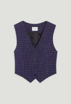Claudie Pierlot Navy Checked Suit Waistcoat*Women Blazers