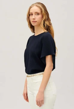 Claudie Pierlot Navy Short-Sleeved Top*Women Tops And Shirts