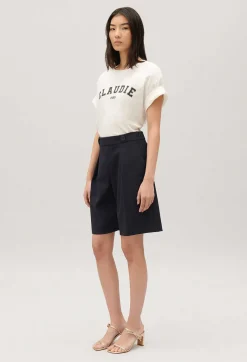 Claudie Pierlot Navy Straight Bermuda Shorts*Women Skirts And Shorts
