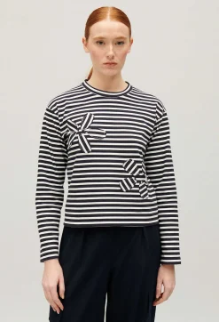 Claudie Pierlot Navy Striped T-Shirt*Women T-Shirts