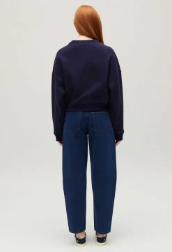 Claudie Pierlot Navy Sweatshirt With Flower Embroidery*Women Sweaters And Cardigans