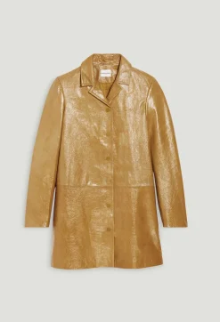 Claudie Pierlot Ochre Yellow Long Leather Jacket*Women Jackets And Coats