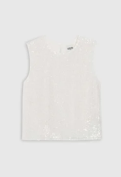 Claudie Pierlot Off-White Sequinned Sleeveless Top*Women Tops And Shirts