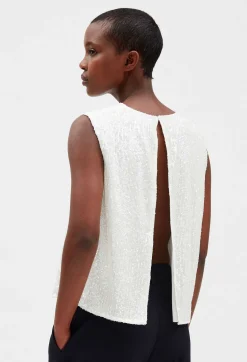 Claudie Pierlot Off-White Sequinned Sleeveless Top*Women Tops And Shirts