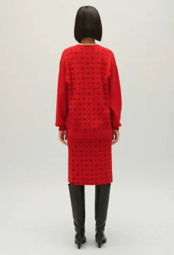 Claudie Pierlot Red Jacquard Cardigan*Women Sweaters And Cardigans