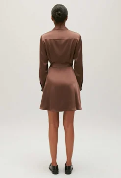Claudie Pierlot Rixie Mocha Brown Short Floaty Dress*Women Dresses
