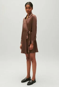 Claudie Pierlot Rixie Mocha Brown Short Floaty Dress*Women Dresses