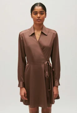 Claudie Pierlot Rixie Mocha Brown Short Floaty Dress*Women Dresses