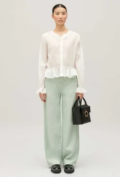 Claudie Pierlot Ruffled Cream Basque Shirt*Women Tops And Shirts