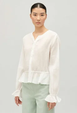 Claudie Pierlot Ruffled Cream Basque Shirt*Women Tops And Shirts