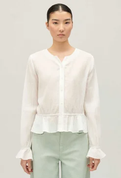 Claudie Pierlot Ruffled Cream Basque Shirt*Women Tops And Shirts