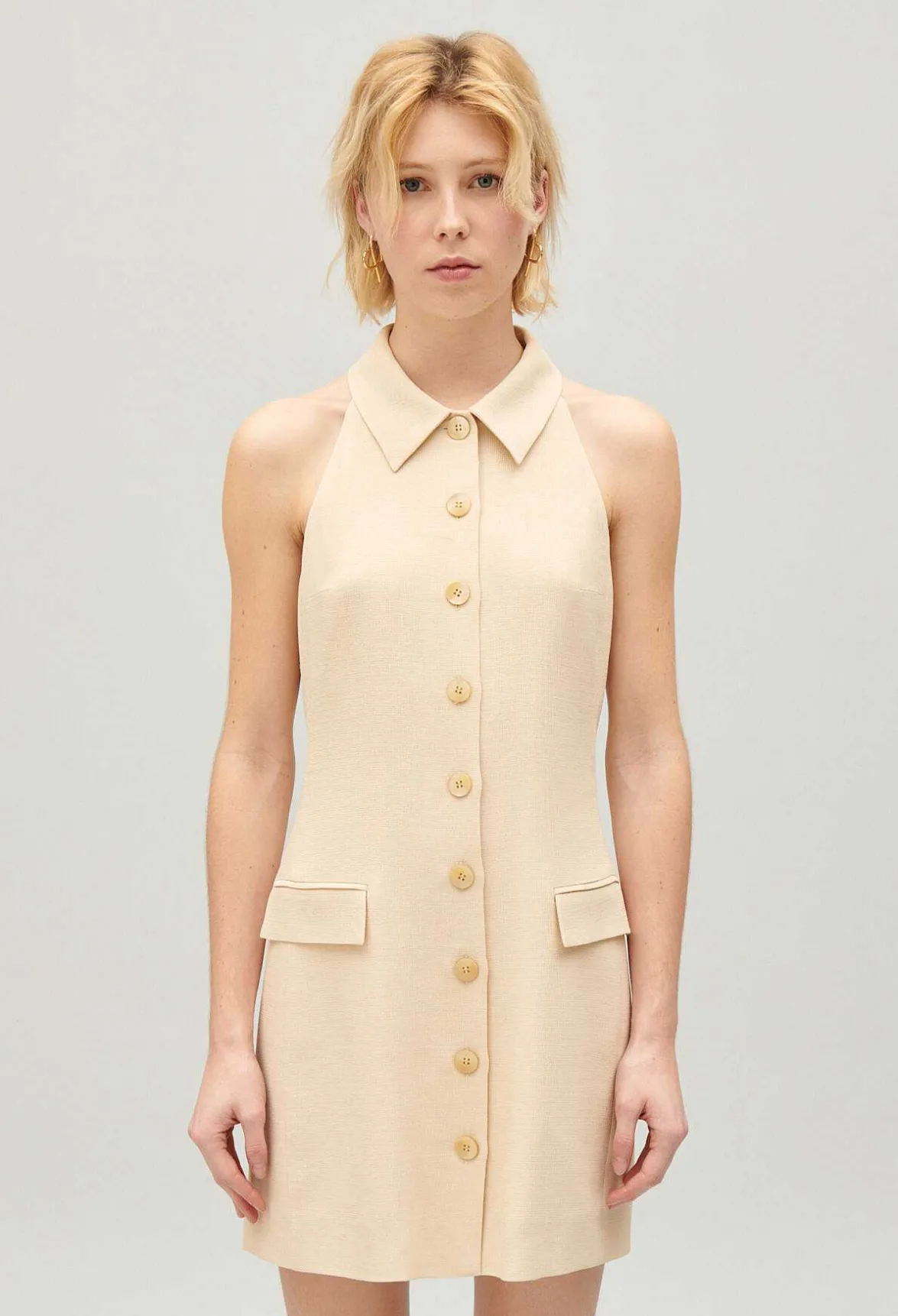 Claudie Pierlot Short Beige Button Dress*Women Dresses