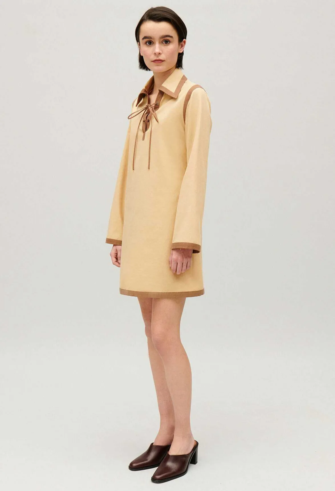 Claudie Pierlot Short Beige Lace-Up Dress*Women Dresses