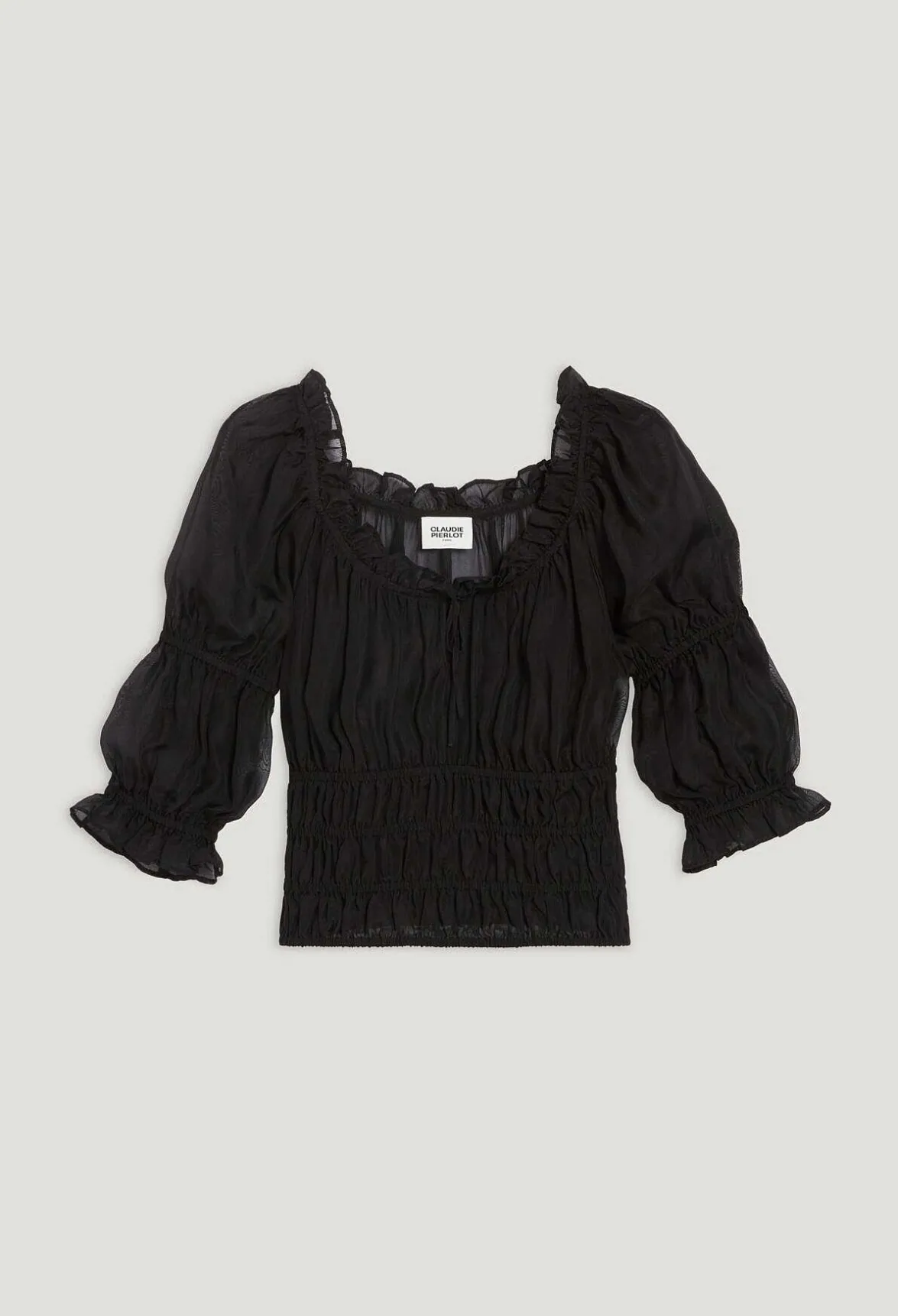 Claudie Pierlot Short Black Ruffled Blouse*Women Tops And Shirts