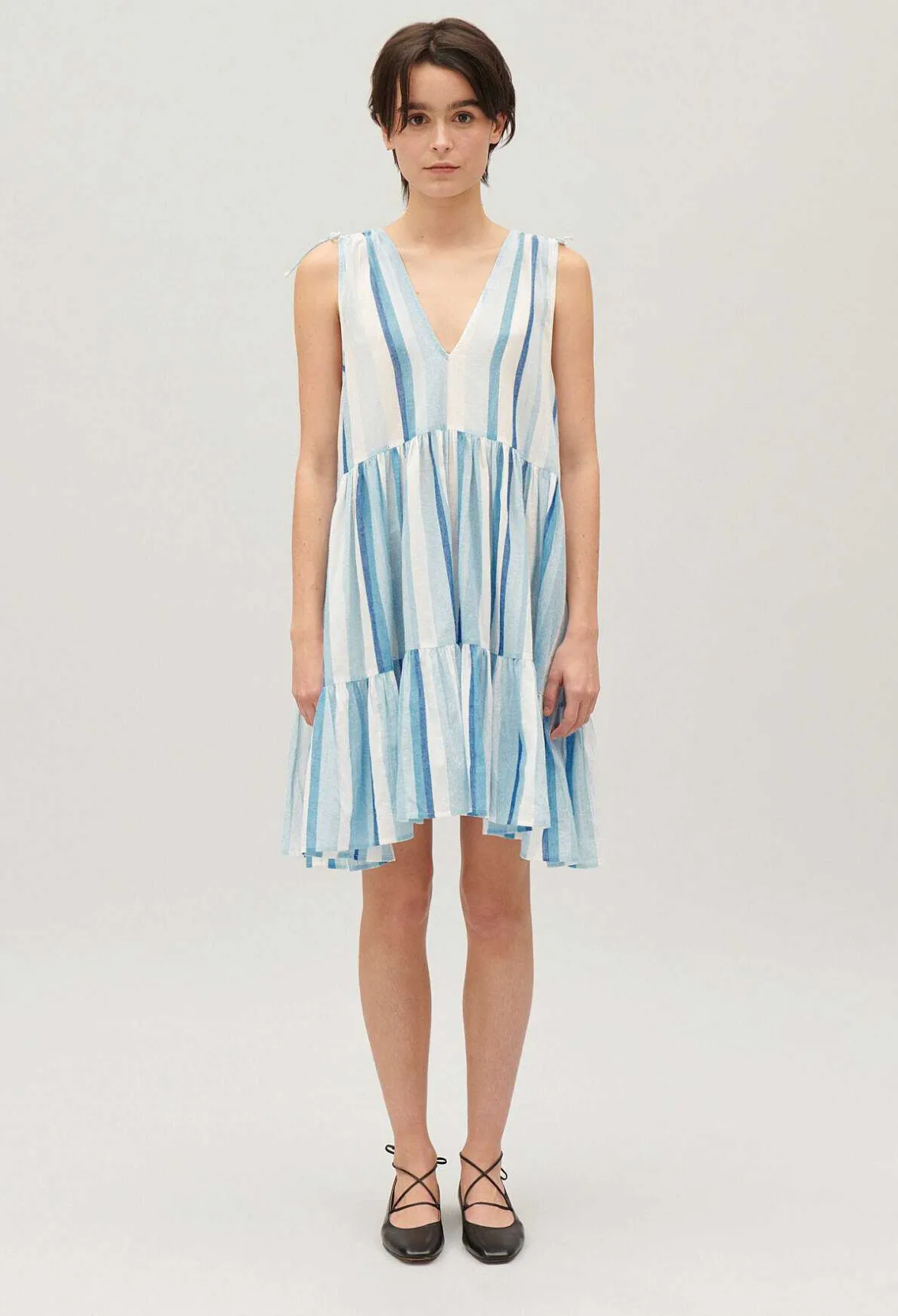 Claudie Pierlot Short Blue Striped Dress*Women Dresses