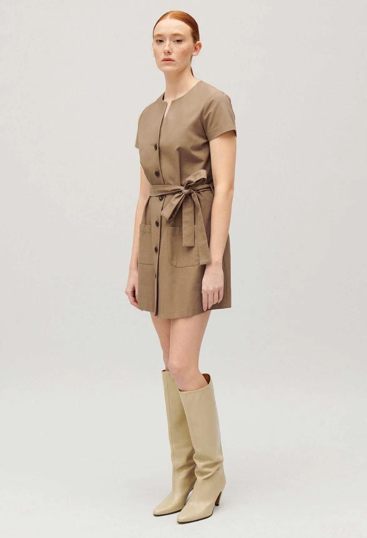 Claudie Pierlot Short Brown Button-Up Dress*Women Dresses