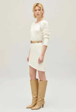 Claudie Pierlot Short Ecru Asymmetric Knitted Dress*Women Dresses