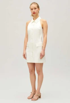 Claudie Pierlot Short Ecru Satin Dress*Women Dresses