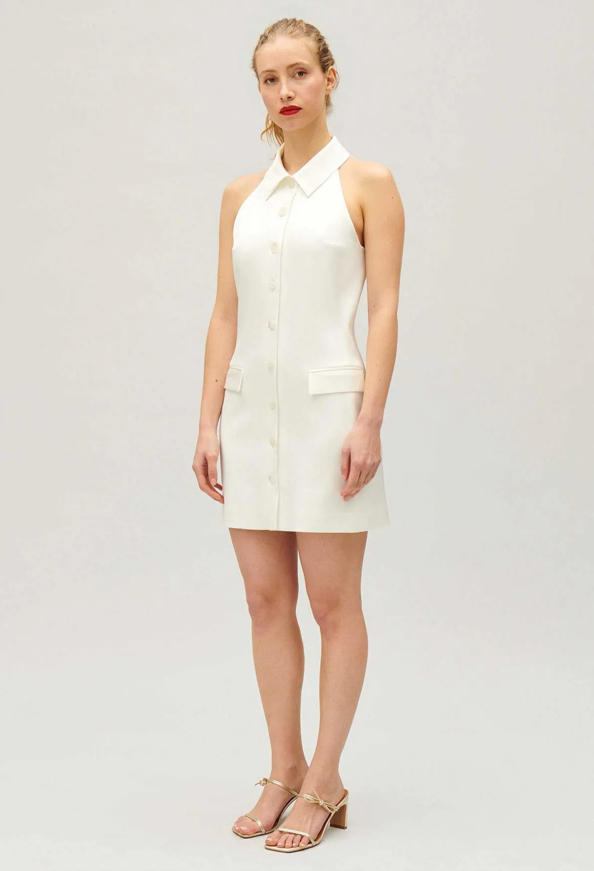 Claudie Pierlot Short Ecru Satin Dress*Women Dresses