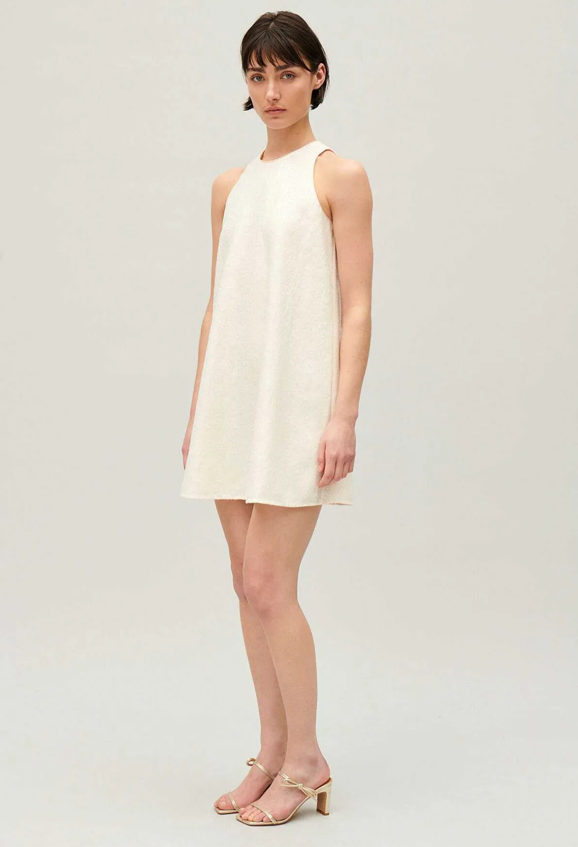 Claudie Pierlot Short Ecru Sequinned Dress*Women Dresses