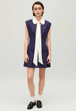 Claudie Pierlot Short Indigo Checked Dress*Women Dresses