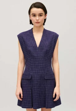 Claudie Pierlot Short Indigo Checked Dress*Women Dresses