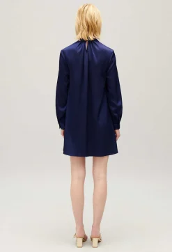 Claudie Pierlot Short Indigo Pussy Bow Dress*Women Dresses